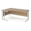Maestro 25 left hand ergonomic desk 1800mm wide - white cable managed leg frame Kendal Oak Top - MCM18ELWHKO