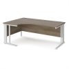Maestro 25 left hand ergonomic desk 1800mm wide - white cable managed leg frame Nebraska Oak Top - MCM18ELWHNO
