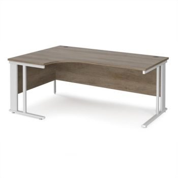 Maestro 25 left hand ergonomic desk 1800mm wide - white cable managed leg frame Nebraska Oak Top - MCM18ELWHNO