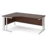 Maestro 25 left hand ergonomic desk 1800mm wide - white cable managed leg frame Walnut top - MCM18ELWHW