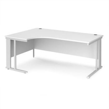 Maestro 25 left hand ergonomic desk 1800mm wide - white cable managed leg frame White Top - MCM18ELWHWH