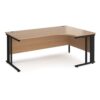 Maestro 25 right hand ergonomic desk 1800mm wide - black cable managed leg frame Beech top - MCM18ERKB