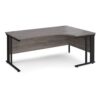 Maestro 25 right hand ergonomic desk 1800mm wide - black cable managed leg frame Grey Oak Top - MCM18ERKGO