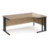 Maestro 25 right hand ergonomic desk 1800mm wide - black cable managed leg frame Kendal Oak Top - MCM18ERKKO