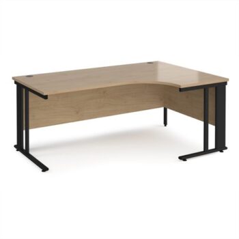 Maestro 25 right hand ergonomic desk 1800mm wide - black cable managed leg frame Kendal Oak Top - MCM18ERKKO