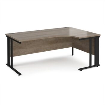 Maestro 25 right hand ergonomic desk 1800mm wide - black cable managed leg frame Nebraska Oak Top - MCM18ERKNO