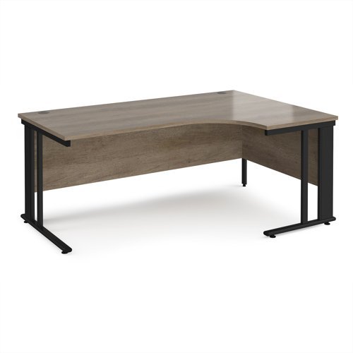 Maestro 25 right hand ergonomic desk 1800mm wide - black cable managed leg frame Nebraska Oak Top - MCM18ERKNO