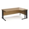 Maestro 25 right hand ergonomic desk 1800mm wide - black cable managed leg frame Oak Top - MCM18ERKO