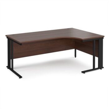 Maestro 25 right hand ergonomic desk 1800mm wide - black cable managed leg frame Walnut top - MCM18ERKW