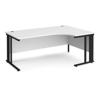 Maestro 25 right hand ergonomic desk 1800mm wide - black cable managed leg frame White Top - MCM18ERKWH
