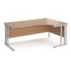 Maestro 25 right hand ergonomic desk 1800mm wide - silver cable managed leg frame Beech top - MCM18ERSB