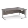Maestro 25 right hand ergonomic desk 1800mm wide - silver cable managed leg frame Grey Oak Top - MCM18ERSGO