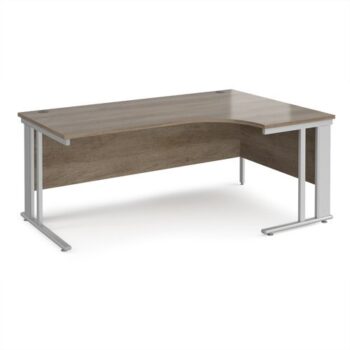 Maestro 25 right hand ergonomic desk 1800mm wide - silver cable managed leg frame Nebraska Oak Top - MCM18ERSNO
