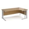 Maestro 25 right hand ergonomic desk 1800mm wide - silver cable managed leg frame Oak Top - MCM18ERSO