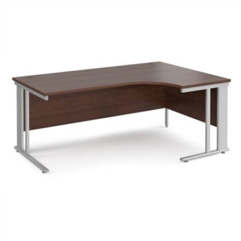 Maestro 25 right hand ergonomic desk 1800mm wide - silver cable managed leg frame Walnut top - MCM18ERSW