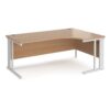 Maestro 25 right hand ergonomic desk 1800mm wide - white cable managed leg frame Beech top - MCM18ERWHB