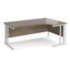 Maestro 25 right hand ergonomic desk 1800mm wide - white cable managed leg frame Nebraska Oak Top - MCM18ERWHNO