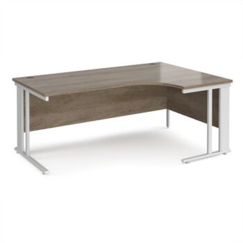 Maestro 25 right hand ergonomic desk 1800mm wide - white cable managed leg frame Nebraska Oak Top - MCM18ERWHNO