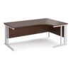Maestro 25 right hand ergonomic desk 1800mm wide - white cable managed leg frame Walnut top - MCM18ERWHW
