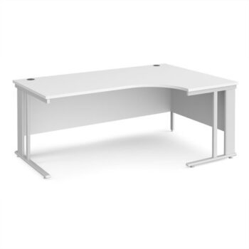 Maestro 25 right hand ergonomic desk 1800mm wide - white cable managed leg frame White Top - MCM18ERWHWH