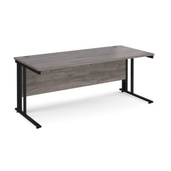 Maestro 25 straight desk 1800mm x 800mm - black cable managed leg frame Grey Oak Top - MCM18KGO