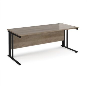 Maestro 25 straight desk 1800mm x 800mm - black cable managed leg frame Nebraska top - MCM18KNO