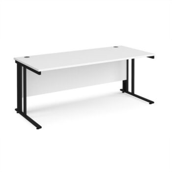 Maestro 25 straight desk 1800mm x 800mm - black cable managed leg frame White Top - MCM18KWH