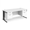 Maestro 25 straight desk 1800mm x 800mm with two x 2 drawer pedestals - black cable managed leg frame White Top - MCM18P22KWH