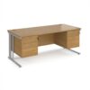 Maestro 25 straight desk 1800mm x 800mm with two x 2 drawer pedestals - silver cable managed leg frame Oak Top - MCM18P22SO