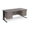 Maestro 25 straight desk 1800mm x 800mm with 2 and 3 drawer pedestals - black cable managed leg frame Grey Oak Top - MCM18P23KGO