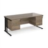 Maestro 25 straight desk 1800mm x 800mm with 2 and 3 drawer pedestals - black cable managed leg frame Nebraska Oak Top - MCM18P23KNO