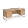 Maestro 25 straight desk 1800mm x 800mm with 2 and 3 drawer pedestals - silver cable managed leg frame Beech top - MCM18P23SB