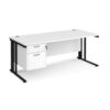 Maestro 25 straight desk 1800mm x 800mm with 2 drawer pedestal - black cable managed leg frame White Top - MCM18P2KWH