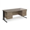Maestro 25 straight desk 1800mm x 800mm with two x 3 drawer pedestals - black cable managed leg frame Nebraska Oak Top - MCM18P33KNO