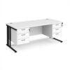Maestro 25 straight desk 1800mm x 800mm with two x 3 drawer pedestals - black cable managed leg frame White Top - MCM18P33KWH
