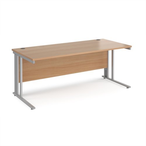 Maestro 25 straight desk 1800mm x 800mm - silver cable managed leg frame Beech top - MCM18SB