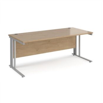 Maestro 25 straight desk 1800mm x 800mm - silver cable managed leg frame Kendal top - MCM18SKO