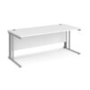 Maestro 25 straight desk 1800mm x 800mm - silver cable managed leg frame White Top - MCM18SWH