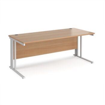 Maestro 25 straight desk 1800mm x 800mm - white cable managed leg frame Beech top - MCM18WHB