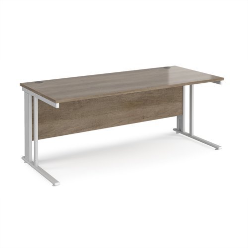 Maestro 25 straight desk 1800mm x 800mm - white cable managed leg frame Nebraska top - MCM18WHNO