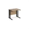 Maestro 25 straight desk 800mm x 600mm - black cable managed leg frame Kendal Oak Top - MCM608KKO