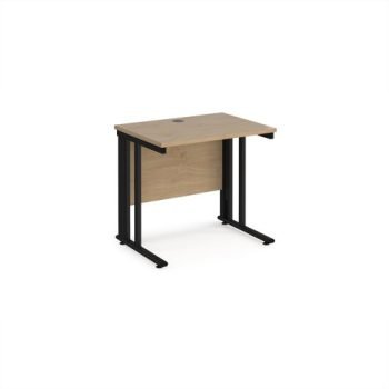 Maestro 25 straight desk 800mm x 600mm - black cable managed leg frame Kendal Oak Top - MCM608KKO