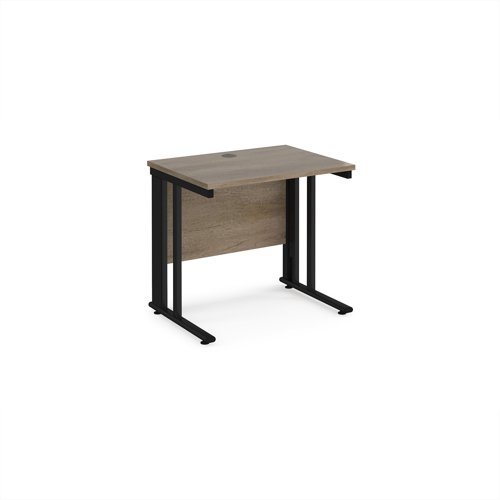 Maestro 25 straight desk 800mm x 600mm - black cable managed leg frame Nebraska Oak Top - MCM608KNO