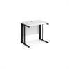 Maestro 25 straight desk 800mm x 600mm - black cable managed leg frame White Top - MCM608KWH