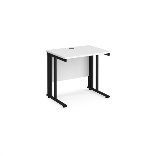 Maestro 25 straight desk 800mm x 600mm - black cable managed leg frame White Top - MCM608KWH