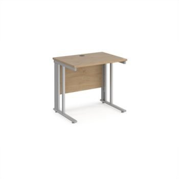 Maestro 25 straight desk 800mm x 600mm - silver cable managed leg frame Kendal Oak Top - MCM608SKO