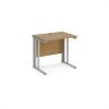 Maestro 25 straight desk 800mm x 600mm - silver cable managed leg frame Oak Top - MCM608SO