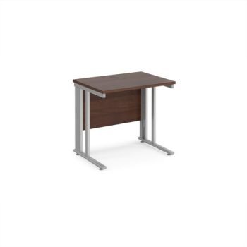 Maestro 25 straight desk 800mm x 600mm - silver cable managed leg frame Walnut top - MCM608SW