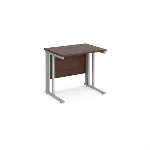 Maestro 25 straight desk 800mm x 600mm - silver cable managed leg frame Walnut top - MCM608SW