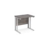 Maestro 25 straight desk 800mm x 600mm - white cable managed leg frame Grey Oak Top - MCM608WHGO